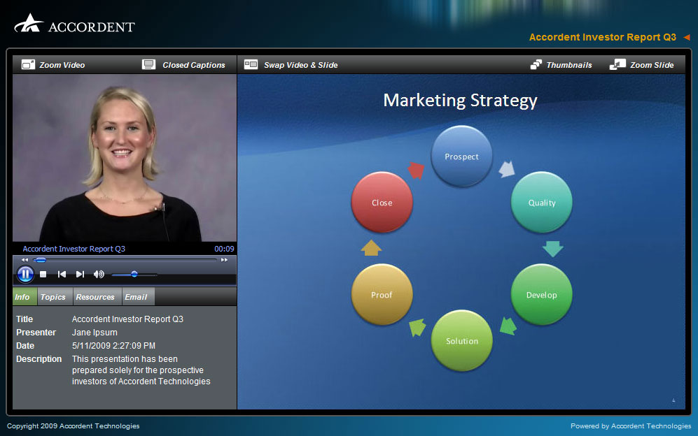 Webcast UI for desktop