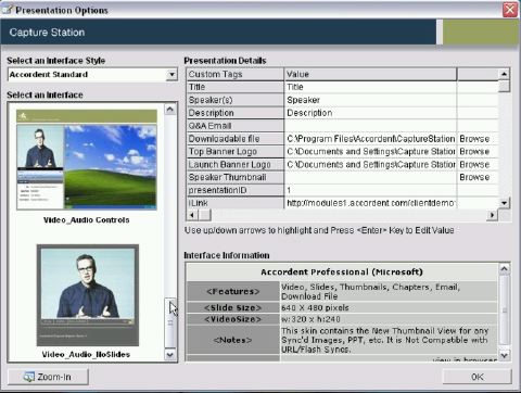 Capture Station software configuration window