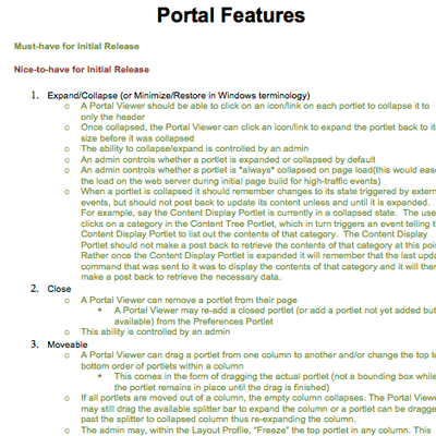 Text with list of Portal features