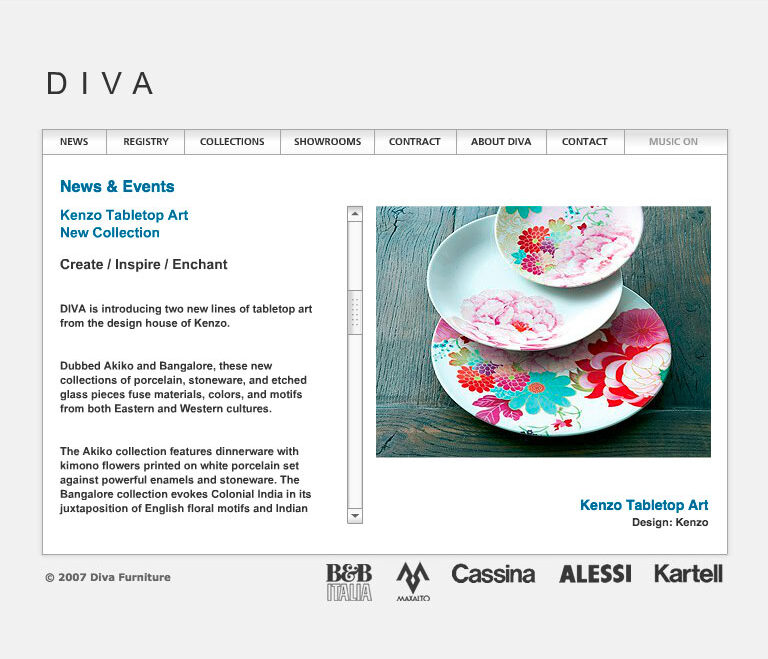 Diva website - News section