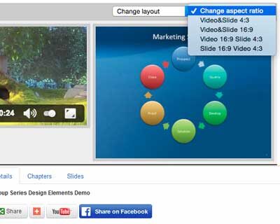 Video and slide layout drop-down