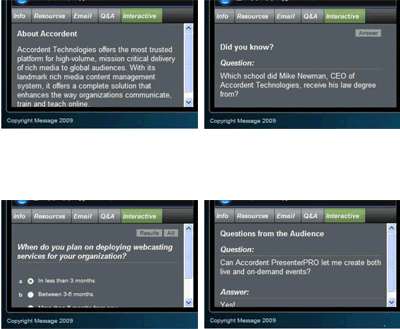 Particular of the interactive region of the webcast UI