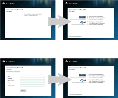 2 webcast registration and launch page window