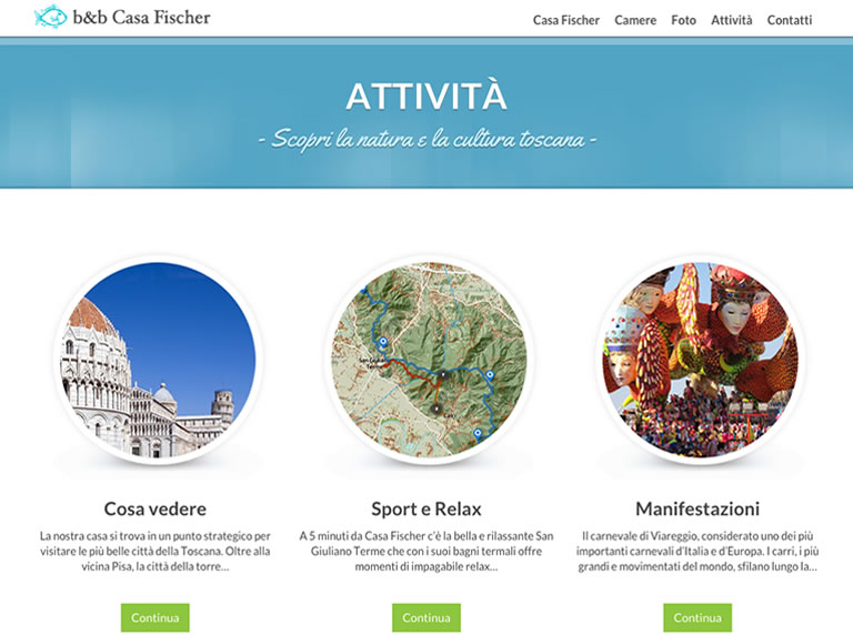 Bed & breakfast Casa Fischer website - Activities section