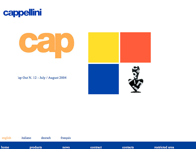 Homepage of the Cappellini website in 2004
