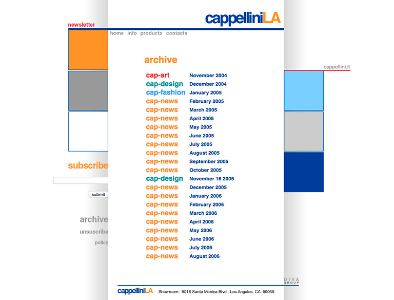 CappelliniLA's website - newsletter page