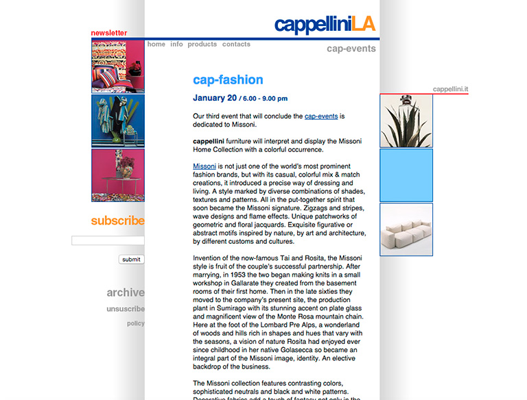 CappelliniLA's website - cap-fashion page