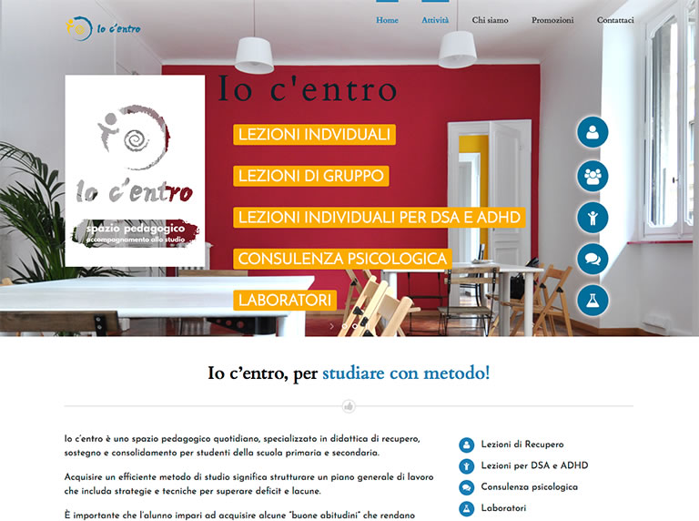 Web page with sections list