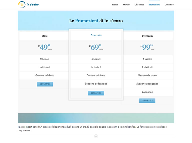 Web page with price options