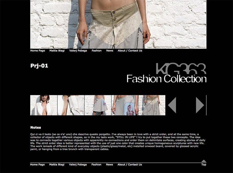 KG363 website - Fashion Collection - Project sample