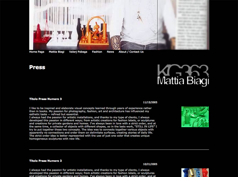 KG363 website - Mattia Biagi's Press page