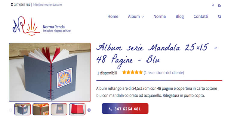 Handmade blue album featuring a watercolor mandala design, 48 pages, and a coptic binding. Size: 24.5x17 cm. Perfect for memories.